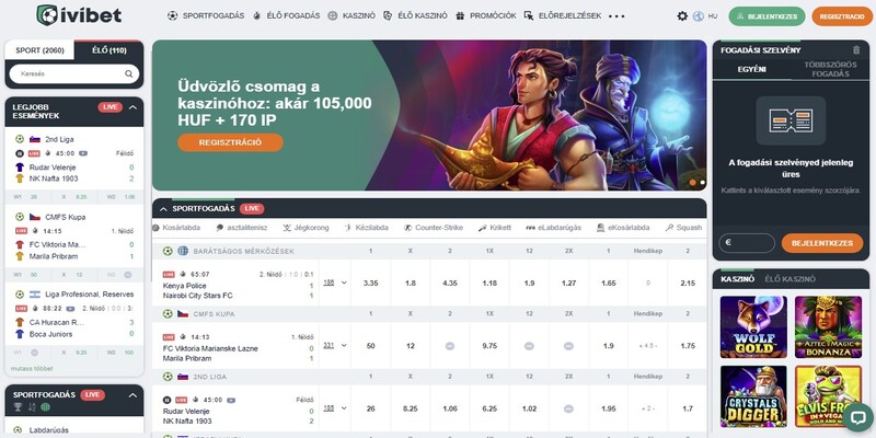 Pillanatkép a IviBet fő sportfogadási oldaláról