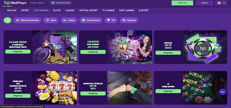 Pillanatkép a betplays bónusz oldalról